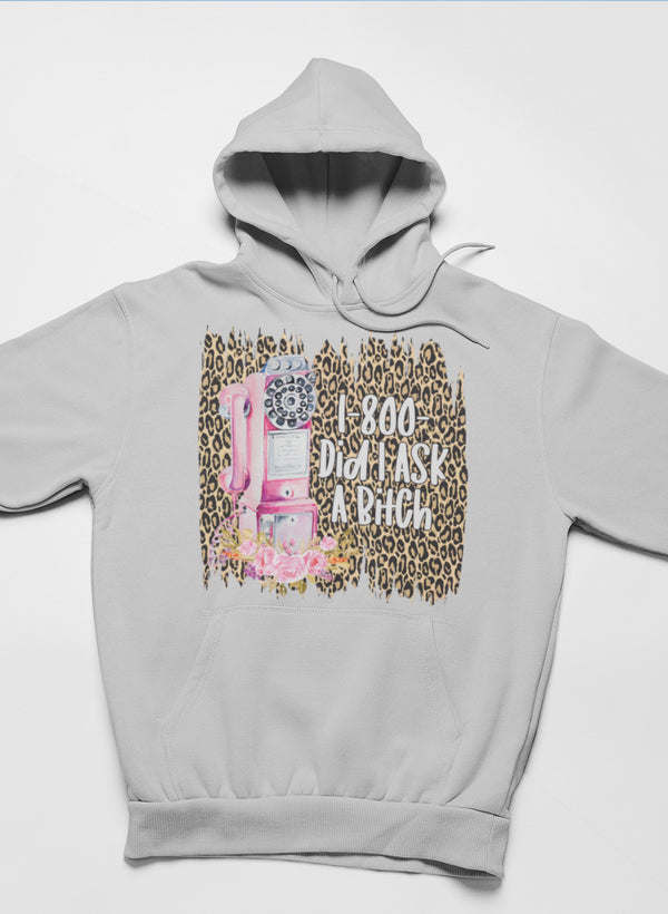 Light gray hoodie with front multicolor graphic and kangaroo pocket; hooded design.