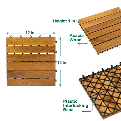 Acacia Wood Assembled Flooring , 10pack, 12 in. x 12 in.