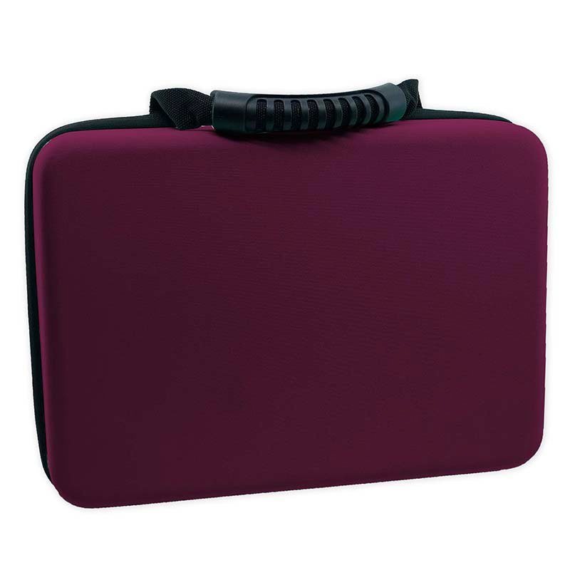 Large battery storage case, raspberry purple with black handle strap