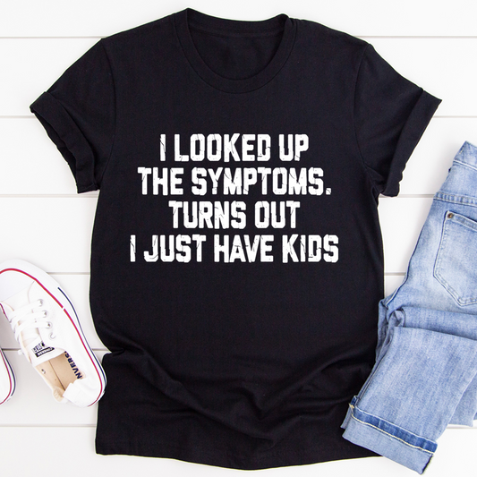 Kids T-shirt, black crewneck with white quote graphic print on front
