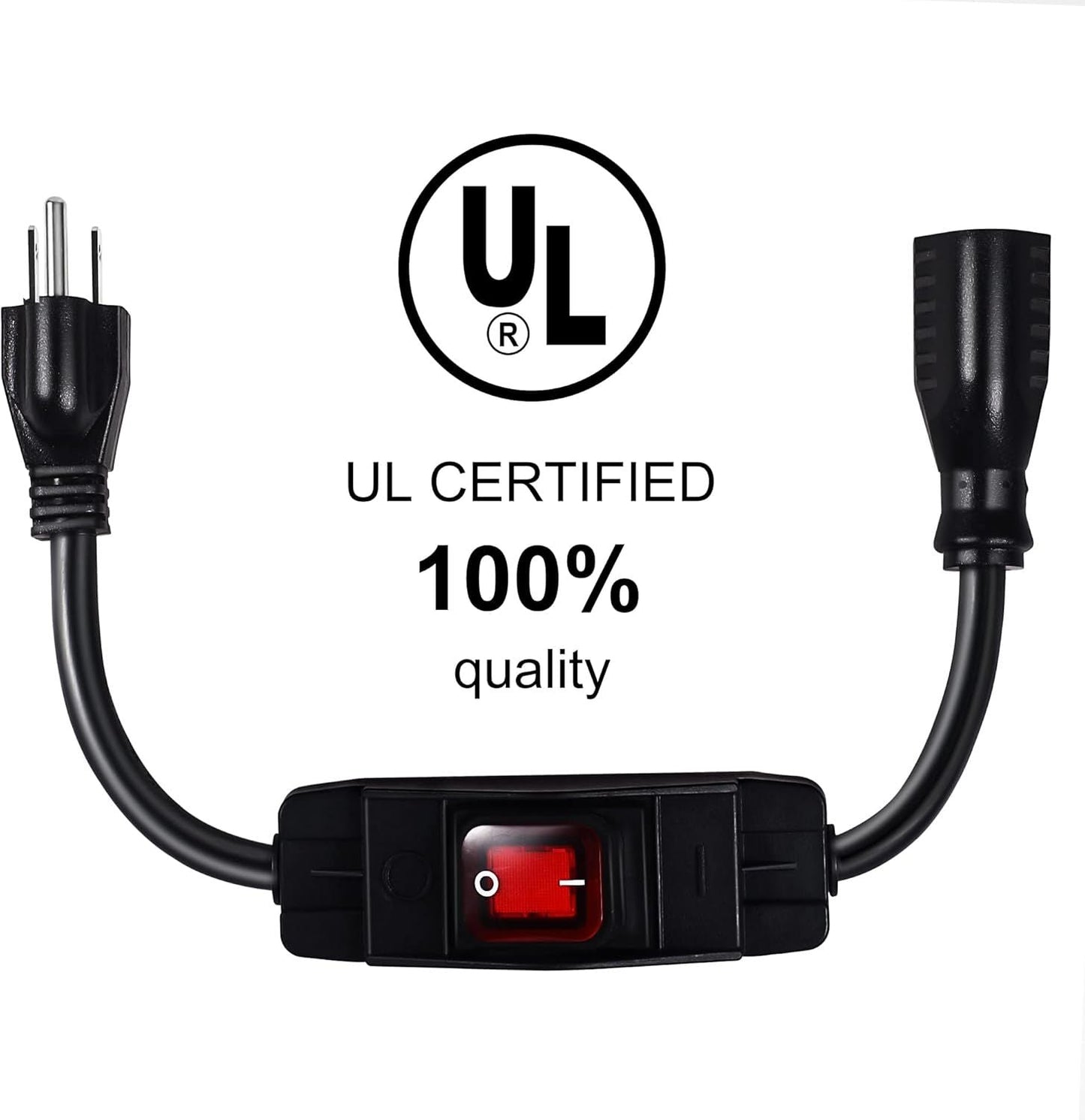 Outdoor Waterproof On/Off Switch Extension Cord, Heavy Duty 125v/250v Black SJTW Cord (6 Ft, Black)