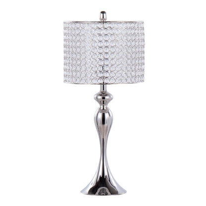 Ashland 27" Contemporary Metal Table Lamp in Polished Nickel with Round Clear K9 Crystal Beads and Polished Nickel Shade from Grandview Gallery by - Set of 2