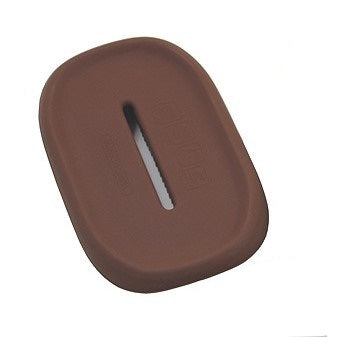 2-in-1 silicone soap dish, brown oval with a center drainage slot