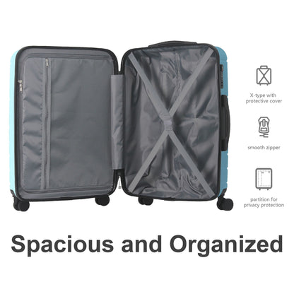 Luggage Sets ABS Hardshell 3pcs Luggage, Lightweight Durable Suitcase sets Spinner Wheels Suitcase with TSA Lock 20''24''28'' Available(Blue)