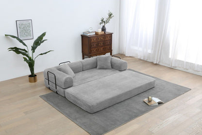 Foldable Sofa Bed, 77.9'' Folding Floor Couch, Compressed Convertable Sleeper Sofa, Memory Foam Couch with Pillow Back Support Armrest, 4-in-1 Futon Sofa Bed for Living Room, Army green