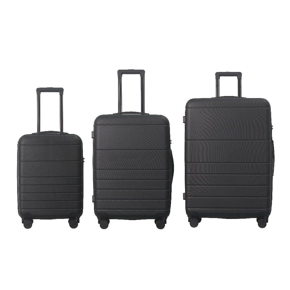Luggage Sets ABS Hardshell 3pcs Luggage, Lightweight Durable Suitcase sets Spinner Wheels Suitcase with TSA Lock 20''24''28'' Available(Black)