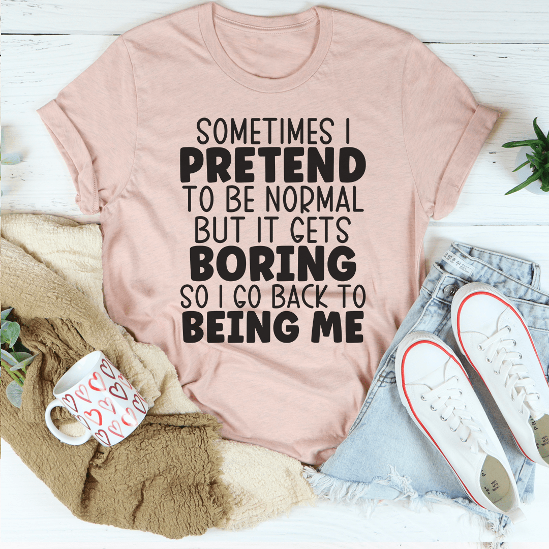 Heather prism peach T-shirt with bold slogan print, short sleeves