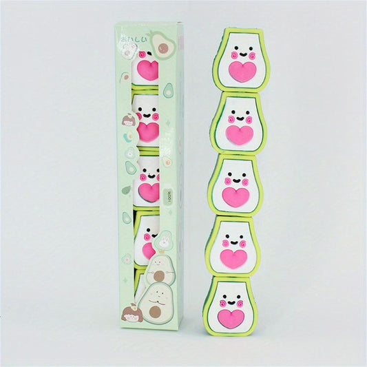 Fluorescent highlighter set box with cute heart markers and bear, green accents