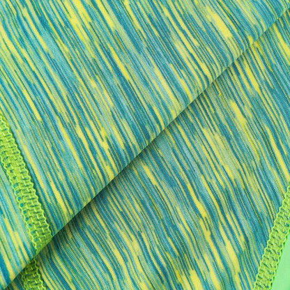 Two-toned heather knit dog hoodie fabric in green and blue