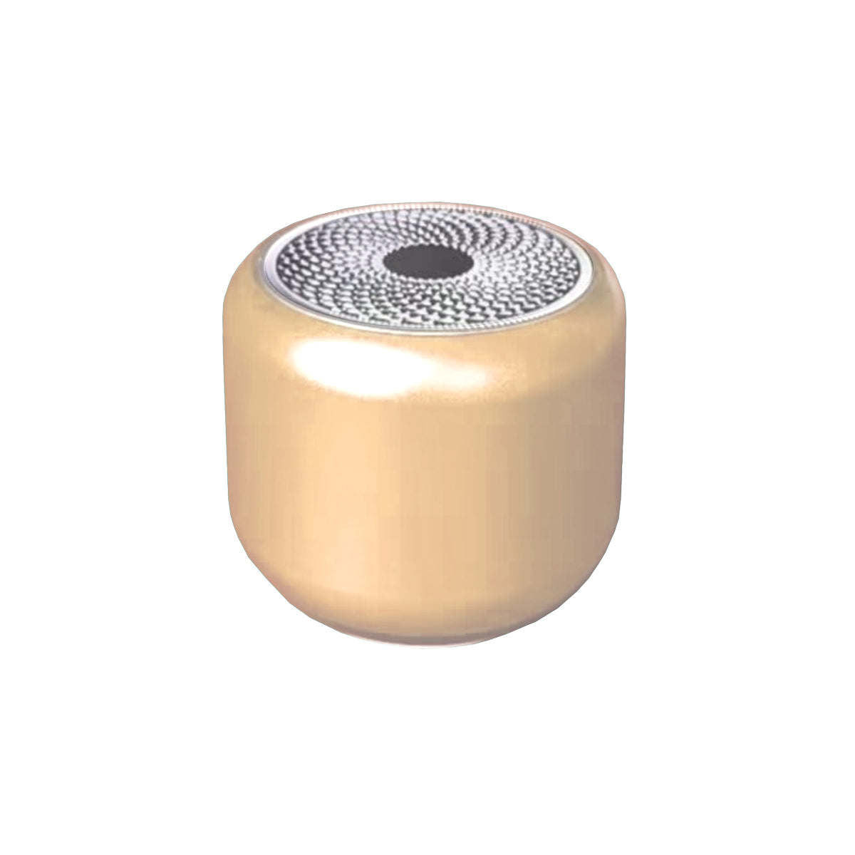 Pocket Bluetooth speaker, gold champagne cylinder with metal speaker grille on top