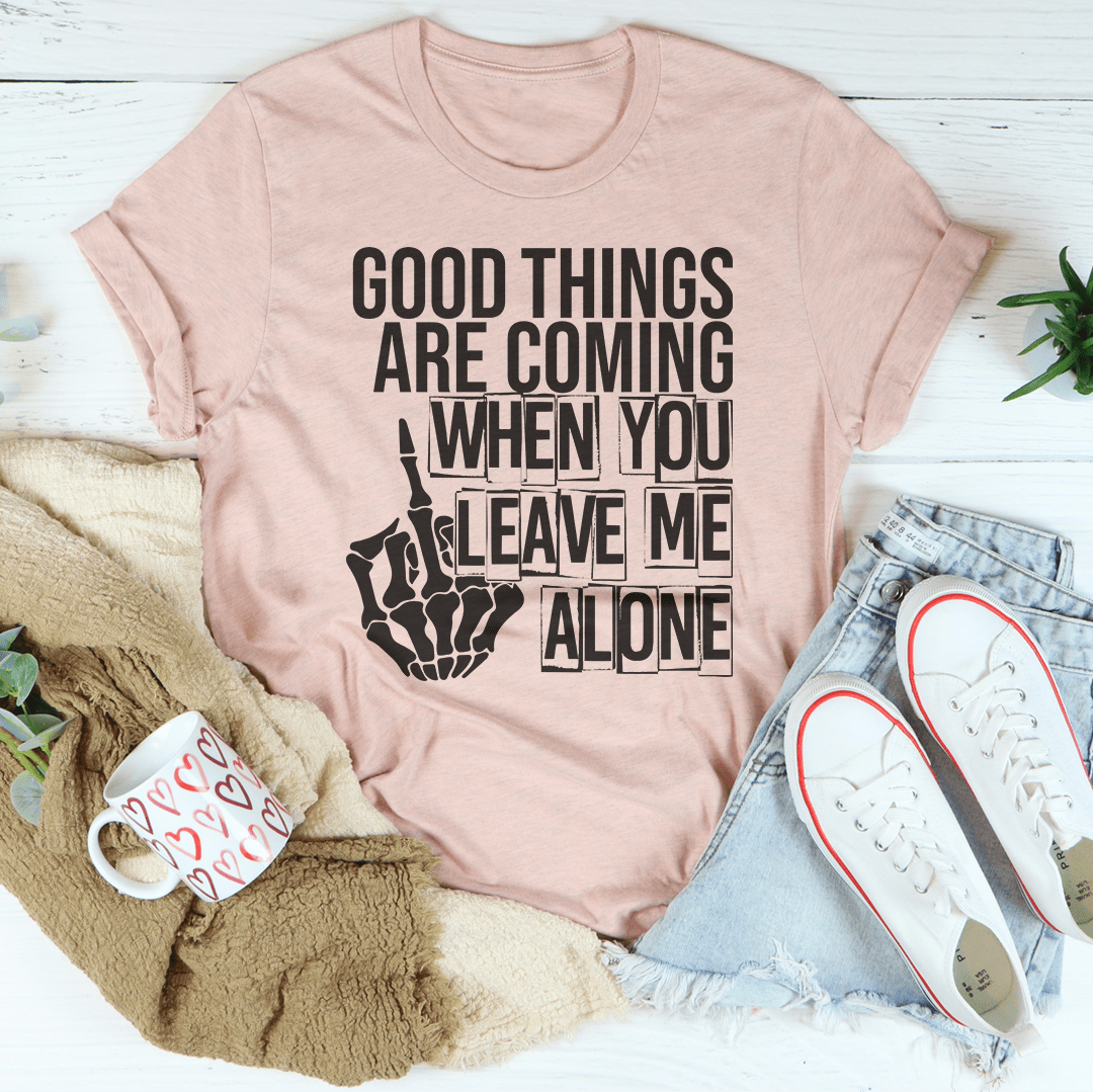 Pink T-shirt with bold white slogan graphic, short sleeves, crew neck