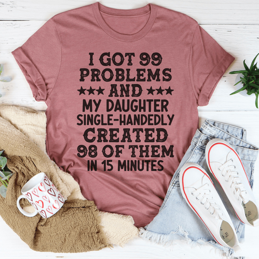 Mauve T-shirt with bold graphic text design, crew neck short sleeves