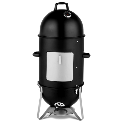 60608693 outdoor three-layer elliptical cylinder oven, temperature table control, exquisite technology, 3 in 1 iron carbon oven, portable charcoal grill, vertical steel charcoal smoke,