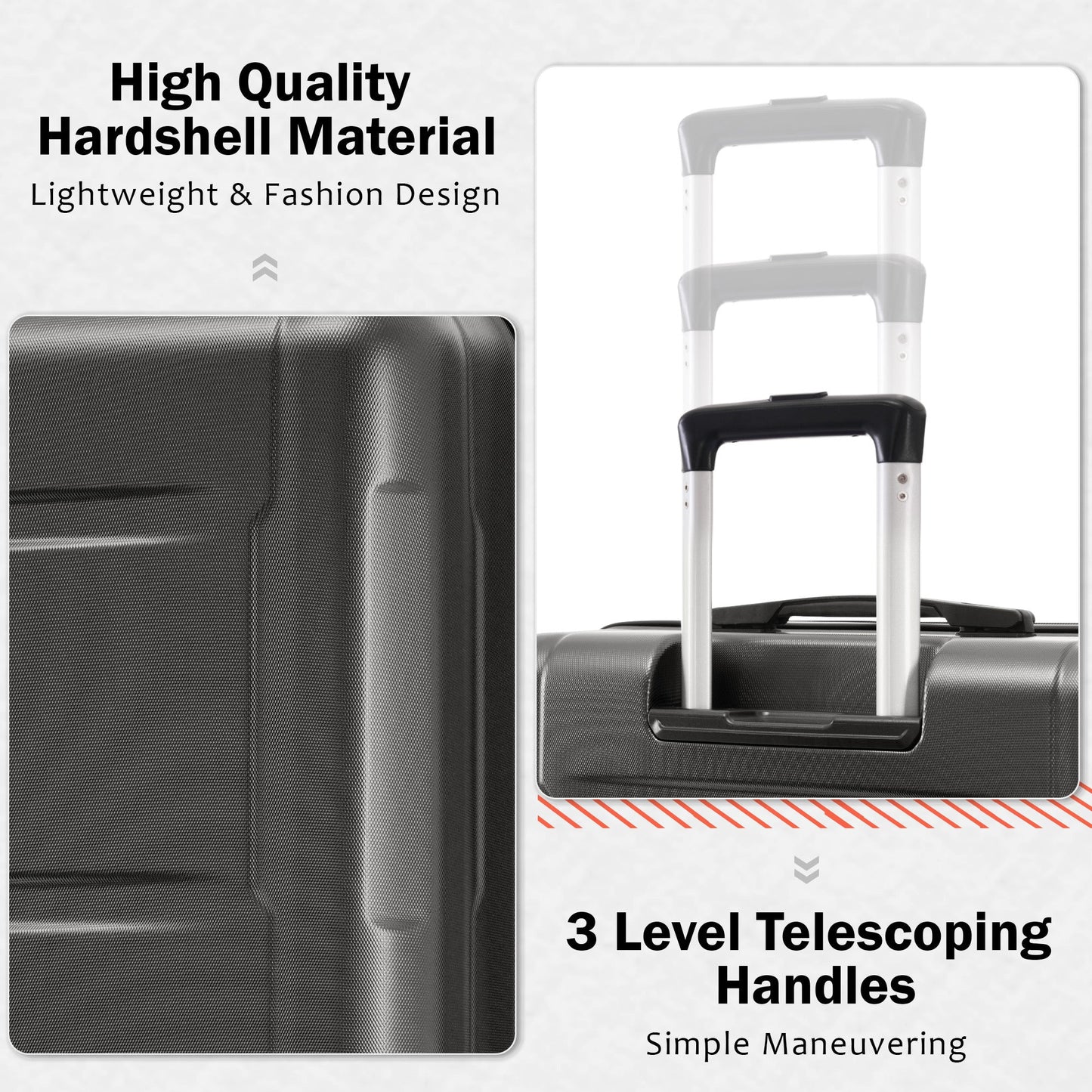 2 Piece Luggage Set with Bags Expanable Spinner Wheels ABS Lightweight Suitcase with TSA Lock 20inch+28inch