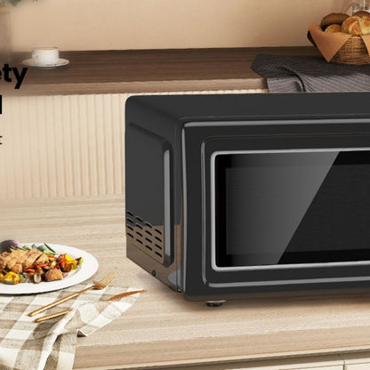 700W Retro Countertop Microwave Oven with 5 Micro Power and Auto Cooking Function