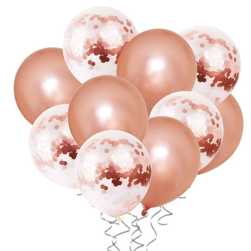 Rose-gold and white confetti balloons with latex foil finish for party decoration