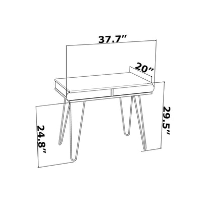 Two-tier desk dimensions 37.7in W, 29.5in H, 20in D