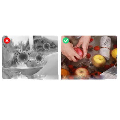 Ultrasonic fruits and veggie cleaner label showing recommended use versus no cleaning