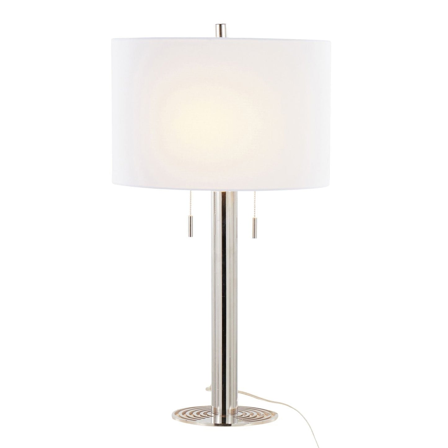 Master 29" Contemporary Metal Table Lamp in Polished Nickel and White Linen Shade from Grandview Gallery by - Set of 2
