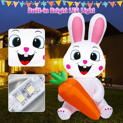 5 Ft Easter Inflatables Easter Decorations, Blow up Easter Bunny with LED Lights Baskets Light up Easter Decor, Easter Decorations for Home Holiday Party Indoor Outdoor Garden Lawn