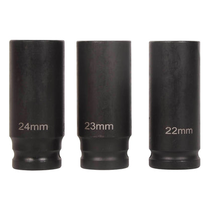 1/2" Drive Deep Impact Socket Set, 20Pcs Socket Set, 3',5',10' Extension Bars,3/8" to 1/2" Universal Joint, for use in all types of automotive or mechanical equipment