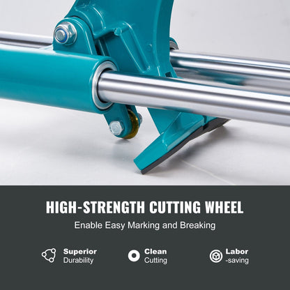 VEVOR Manual Tile Cutter, 48 inch, Porcelain Ceramic Tile Cutter with Tungsten Carbide Cutting Wheel, Infrared Positioning, Anti-Skid Feet, Double Rails for professional installers or beginners
