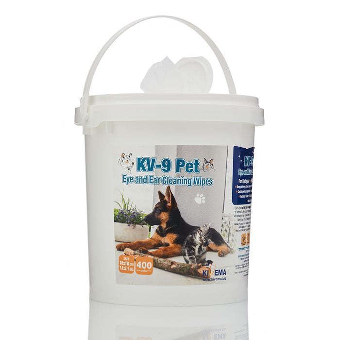 Dog eye and ear cleaning wipe bucket with carrying handle and flip-top lid