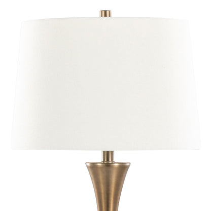 Lenuxe 29" Contemporary Metal Table Lamp in Matte Golden Bronze with Off-White Linen Shade from Grandview Gallery by - Set of 2