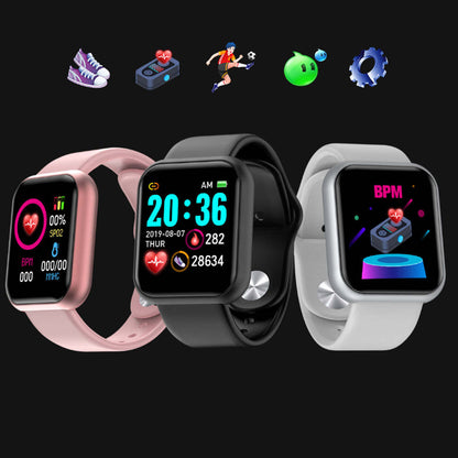 Activa smart watch set with black and pink silicone straps and fitness displays