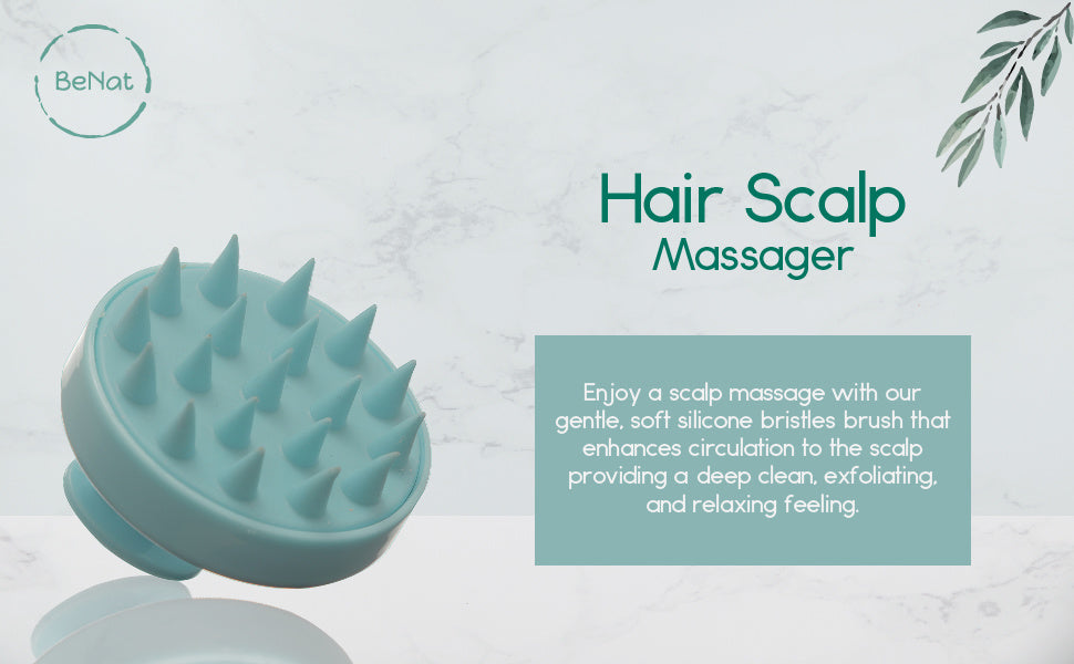 Teal silicone scalp massager brush with spike bristles