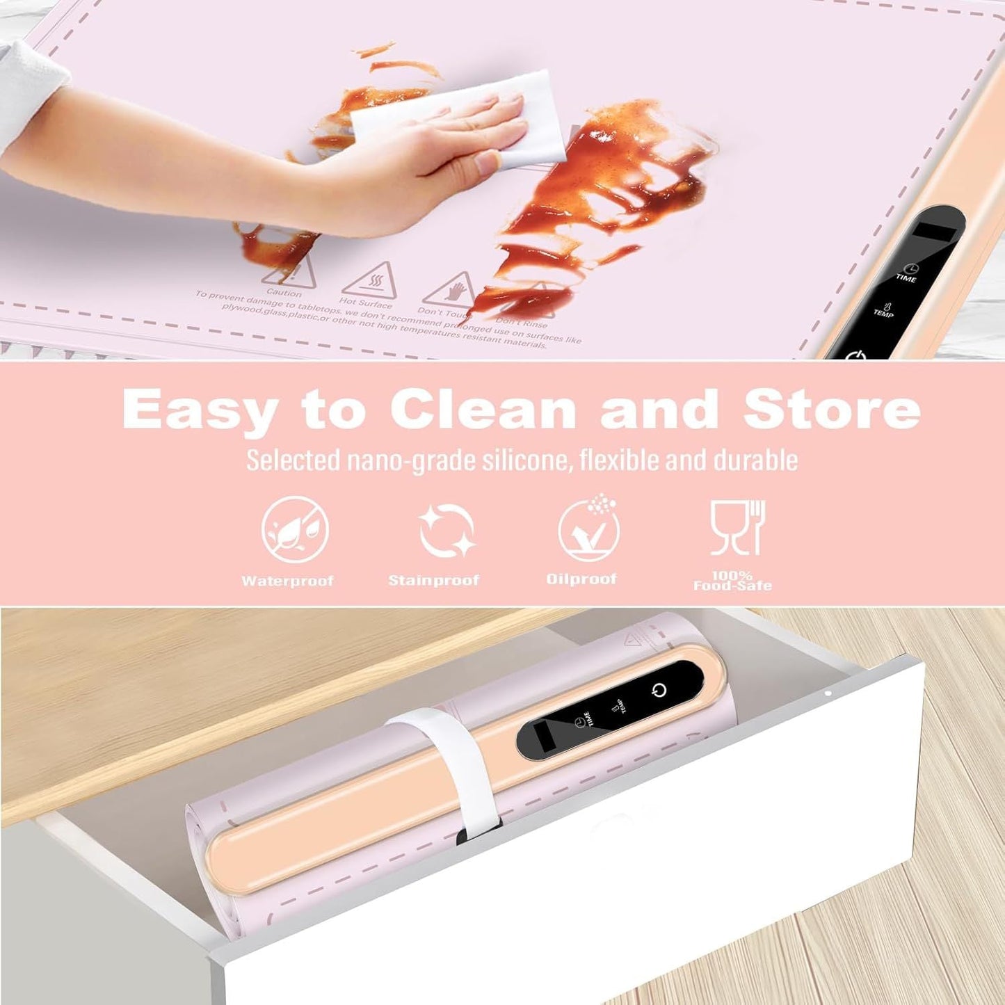 Silicone Electric Roll Up Heating Tray Food Warmers Mat Portable Hot Plates to Keep Food Warm