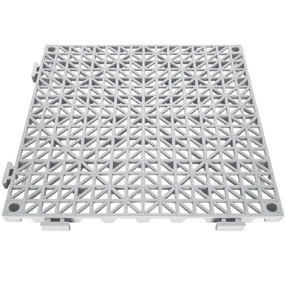 VEVOR Interlocking Tile 50PCS Gray, Drainage Tiles 12" x 12" Splicing, PVC Interlocking Drainage Floor Tiles, Non-Slip Drainage Holes for Restroom, Bathroom, Kitchen, Pool, Wet Areas