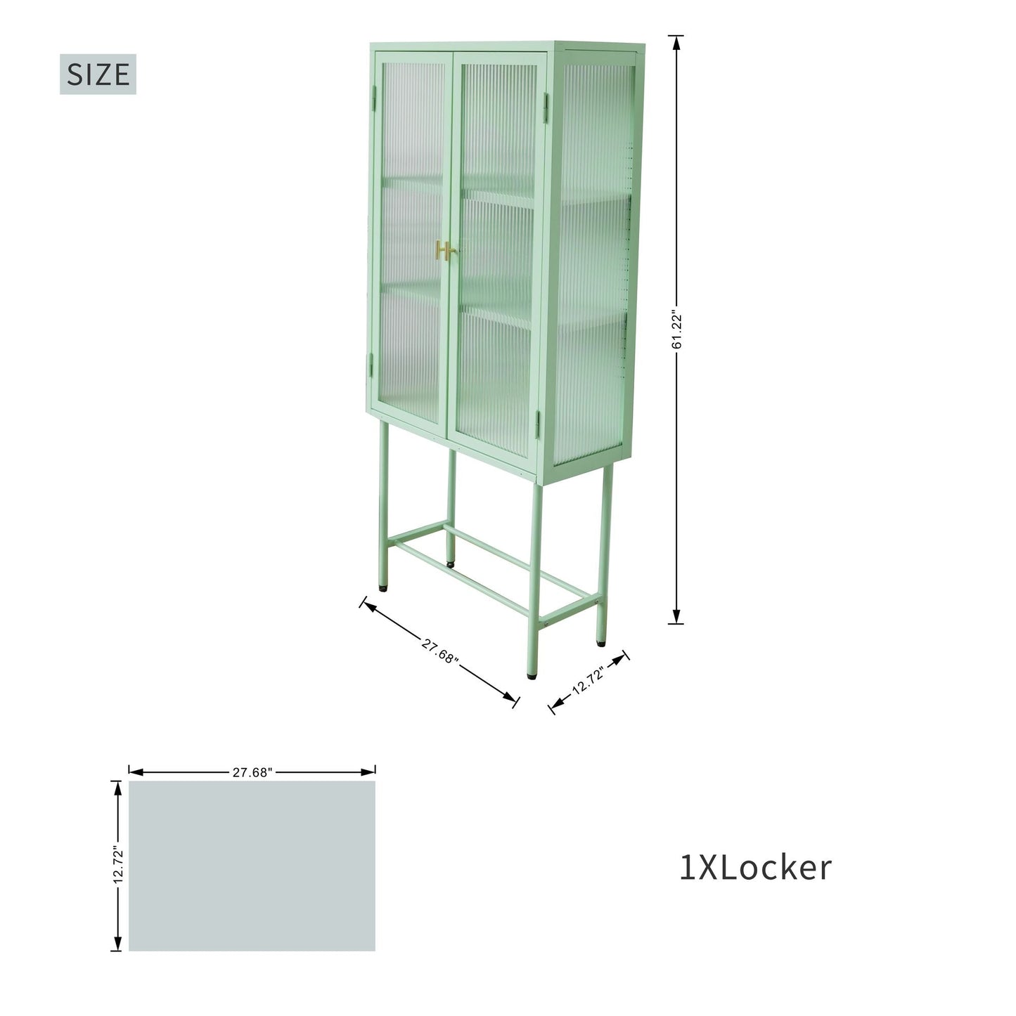 Modern Solid Color Matte Glass Storage Cabinet with Adjustable Shelves