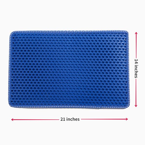 Cat Litter Mat; Kitty Litter Trapping Mat; Double Layer Mats with MiLi Shape Scratching design; Urine Waterproof; Easy Clean; Scatter Control 21" x 14" Blue