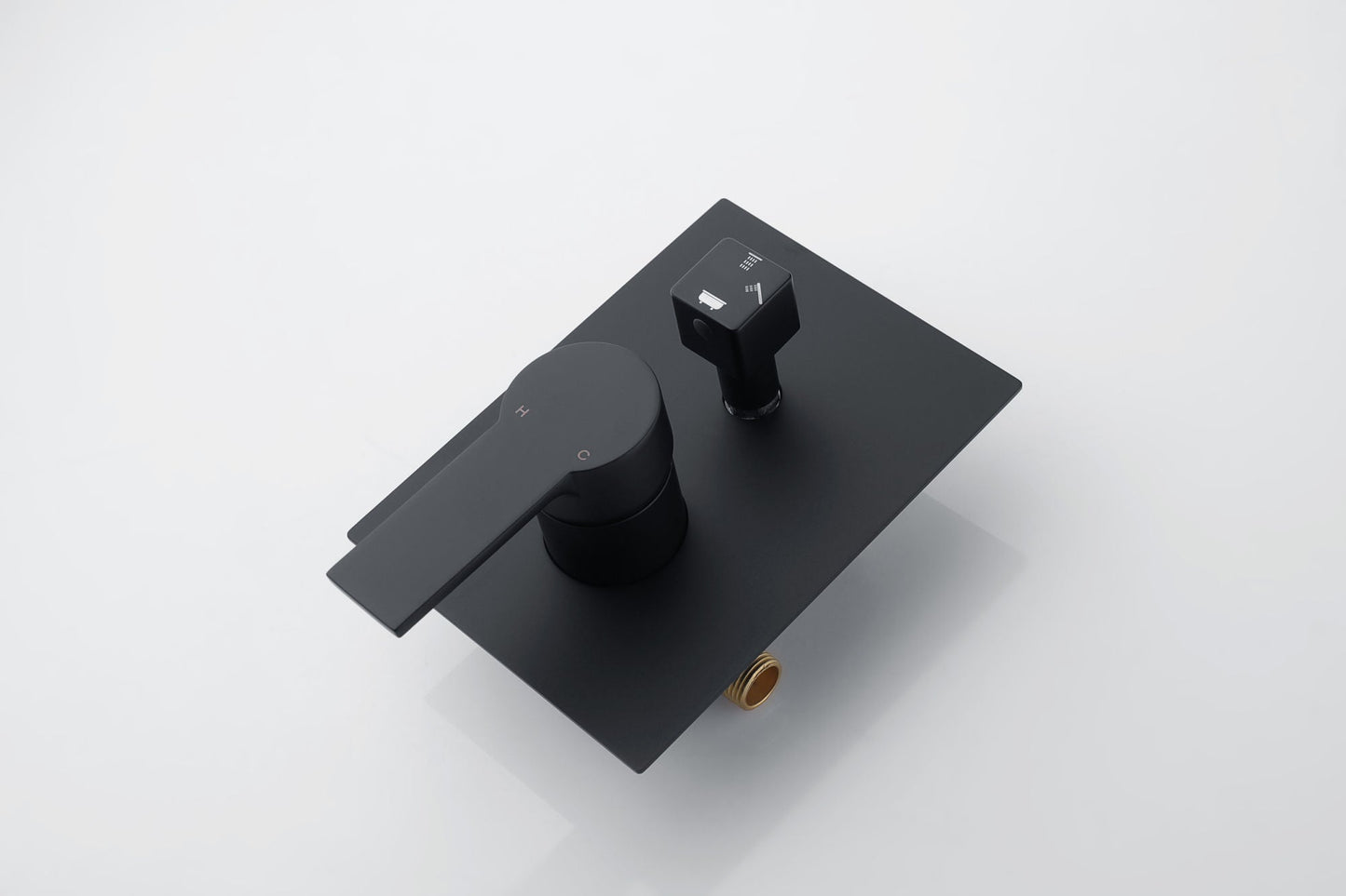Matte black shower faucet mixer with lever handle and round control knob