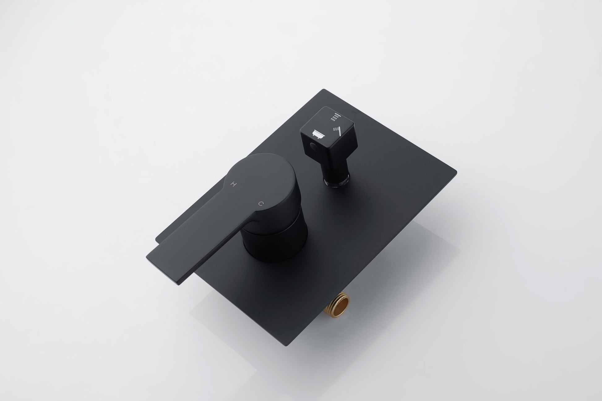 Matte black shower faucet mixer with lever handle and round control knob