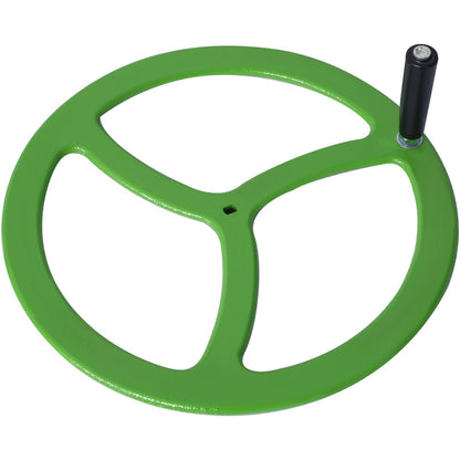 Green hand wheel for manual juicer grinder with black crank handle