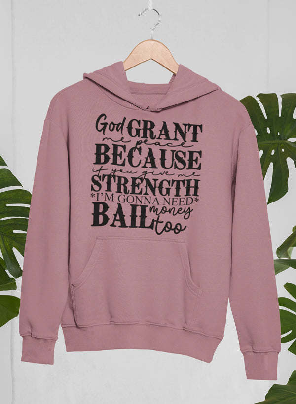 Purple mauve pullover hoodie with front quote graphic and kangaroo pocket