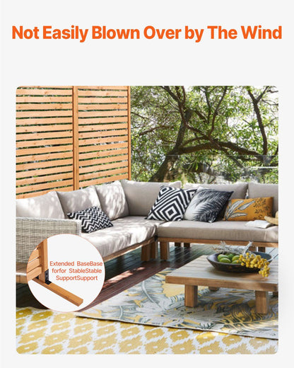 VEVOR Wooden Privacy Screen, 36" W x 76" H Outdoor Privacy Screen, Freestanding Wood Privacy Panel with Stand, Decorative Patio Privacy Screen, Outdoor Divider for Balcony Patio Lawn Garden