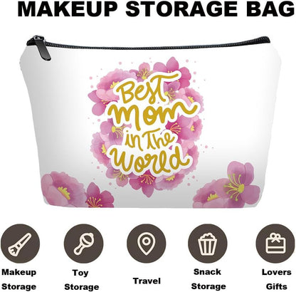 Personalized Best mom Travel Makeup Cosmetic Bag set with Mirror for women mom,Mama Makeup Bag organizer kit for Travel & Daily Use,Mom Gifts From Daughter sons for Mother