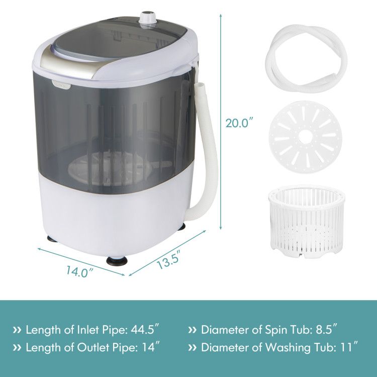 Portable Mini Washing Machine Semi-Automatic Washer and Spinner Combo with Single Tub