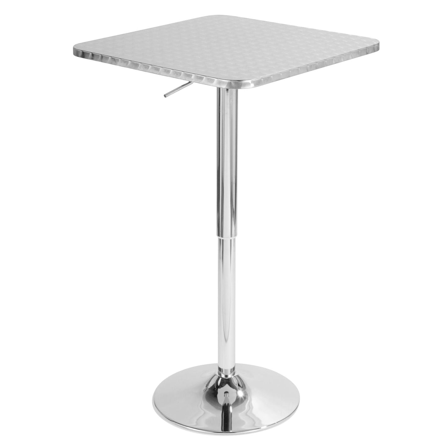 Bistro Square-Ale Contemporary Adjustable Bar Set in Silver and Chrome Metal with White PVC and Oval Footrest by - 3 Piece