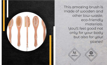 Set of massage brushes featuring round boar bristle heads on wooden handles