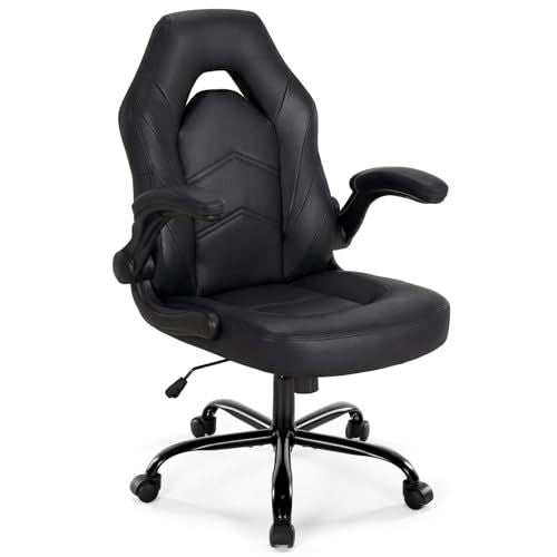 Ergonomic Office Computer Home Gaming Desk Chair Adjustable PU Leather Racing Chair Flip-up Armrest For Christmas Furniture