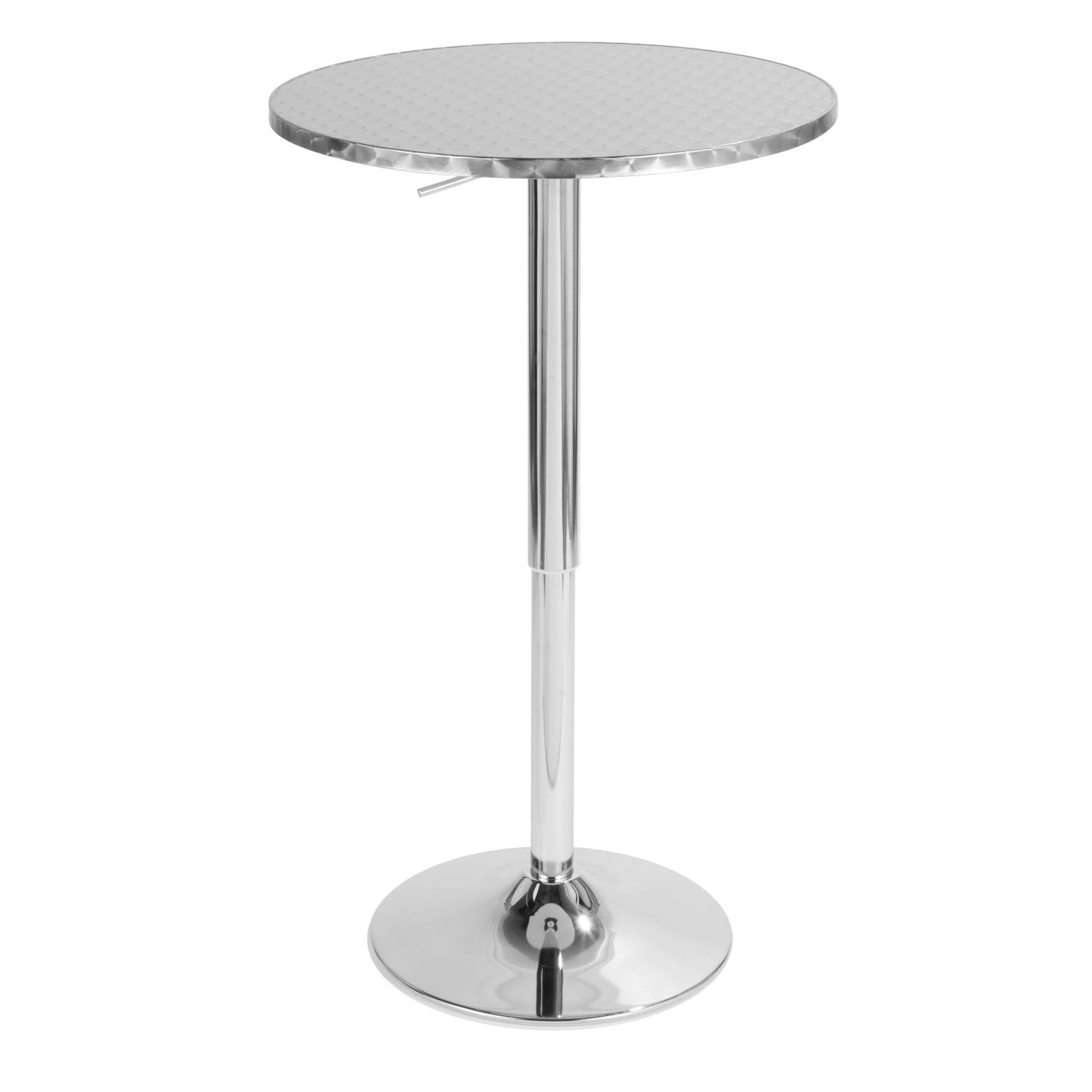 Bistro Contemporary Adjustable Round Bar Table in Silver by