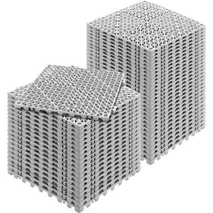 VEVOR Interlocking Tile 50PCS Gray, Drainage Tiles 12" x 12" Splicing, PVC Interlocking Drainage Floor Tiles, Non-Slip Drainage Holes for Restroom, Bathroom, Kitchen, Pool, Wet Areas