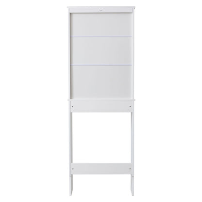 Fralimk 23.6*8.7*67inch Over-The-Toilet Storage, Bathroom Organizers And Storage Over Toilet Cabinet, Behind Toilet Bathroom Organizer With Two Louvered Doors, White