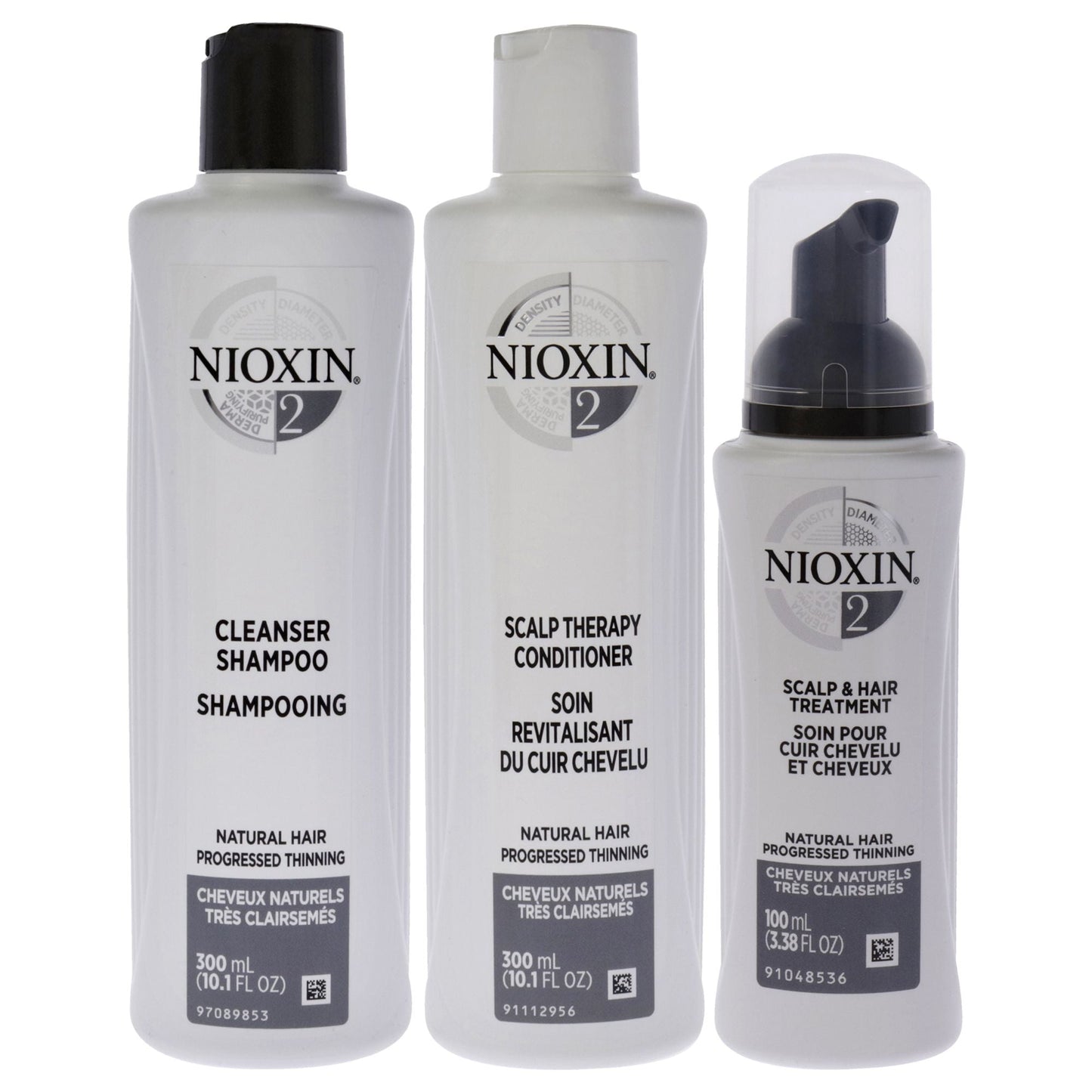 Nioxin System 2 Complete Hair Care Kit for Unisex - Cleanser, Conditioner & Scalp Treatment 3 Piece Set