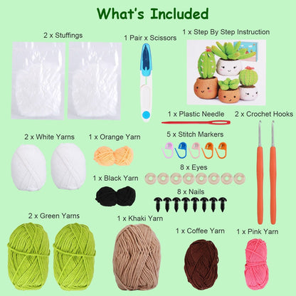 Succulents Crochet Kit Crochet Kit For Beginners DIY Knitting Supplies for Kids Adults 4 Patterns