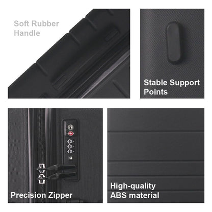 Luggage Sets ABS Hardshell 3pcs Luggage, Lightweight Durable Suitcase sets Spinner Wheels Suitcase with TSA Lock 20''24''28'' Available(Black)